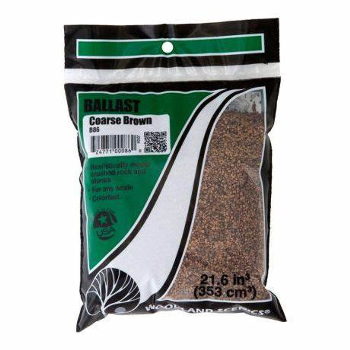 Woodland Scenics Coarse Ballast Bag, Brown/18 cu. in. - WOOB86