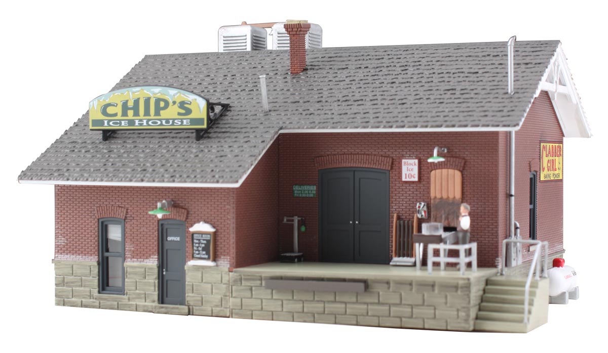 Woodland Scenics N Scale: Chip's Ice House - Built & Ready Landmark Structures(R) -- Assembled - 3-71/6 x 2-17/32" 8.73 x 6.42cm - WOOBR4927