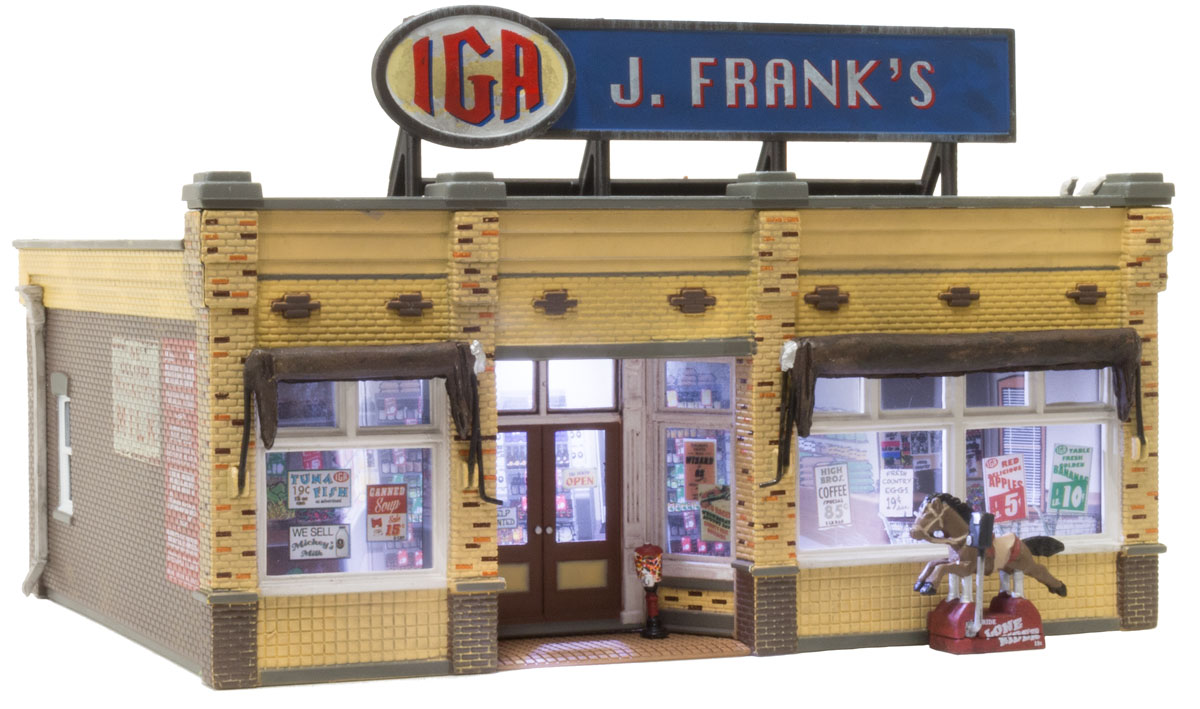 Woodland Scenics N Scale: J. Frank's Grocery - Built & Ready(R) Landmark Structures(R) -- Assembled 3 1/4 x 2 9/16" 8.25 x 6.5 cm - WOOBR4941