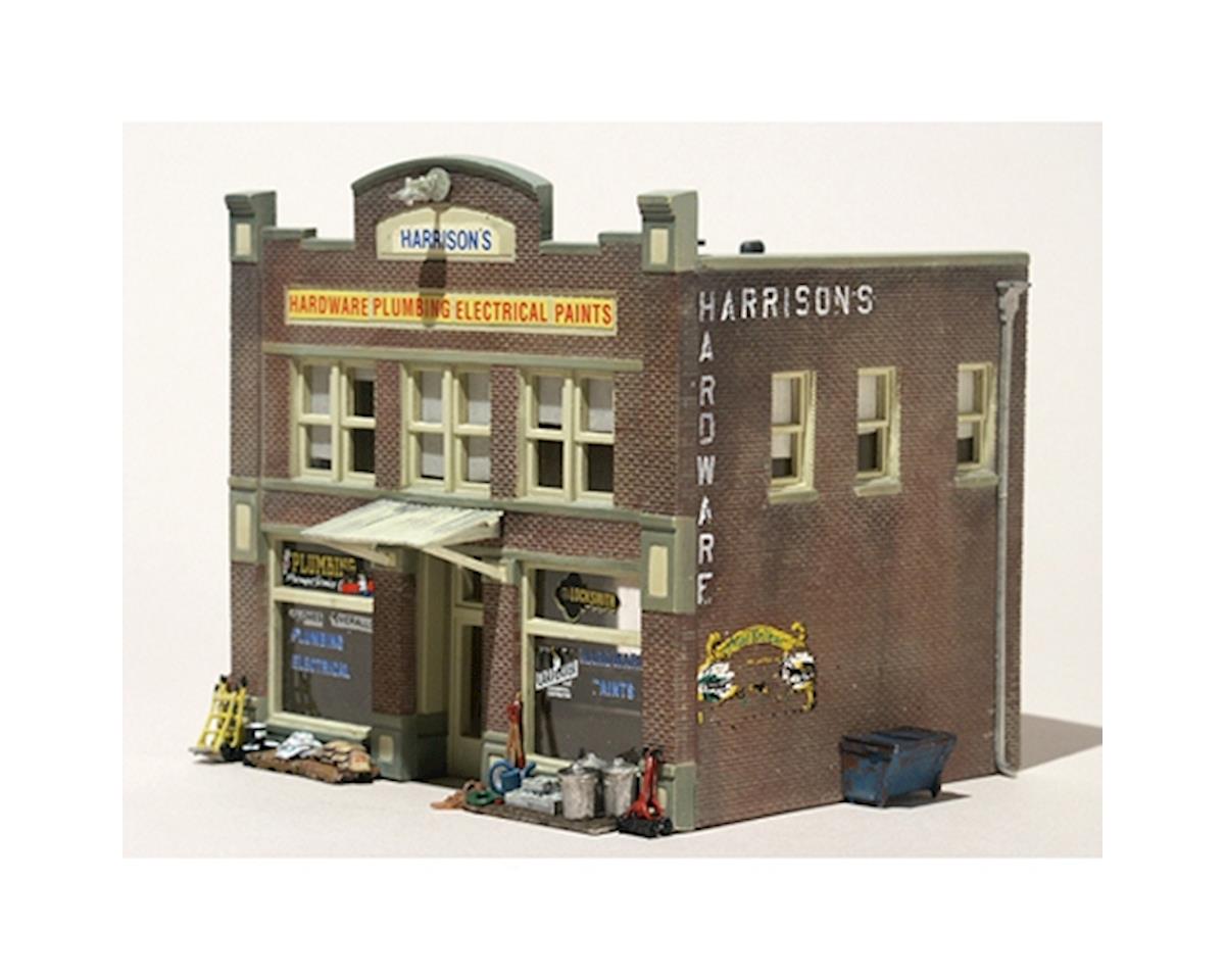 Woodland Scenics HO Scale: Harrison's Hardware - Built-&-Ready Landmark Structures(R) -- Assembled - 4-19/32 x 3-5/8 x 4-1/2" 11.7 x 9.2 x 11.4cm - WOOBR5022