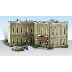 Woodland Scenics HO Scale: Municipal Building - Built-&-Ready Landmark Structures(R) -- Assembled - 8-3/8 x 5-15/16" 21.2 x 15cm - WOOBR5030
