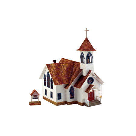 Woodland Scenics HO Scale: Community Church - Built & Ready Landmark Structures(R) -- Assembled - 5-1/4 x 6-13/16 x 7 3/8" 13.3 x 17.3 x 18.7cm - WOOBR5041
