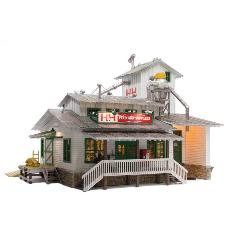 Woodland Scenics O Scale Built & Ready Landmark Strucutres(R) - Assembled -- H&H Feed Mill - WOOBR5859