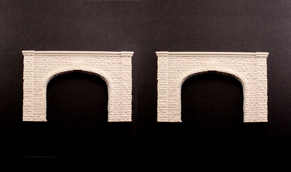 Woodland Scenics Double-Track Tunnel Portals pkg(2) Unpainted Hyrdrocal(R) Castings -- Cut Stone - WOOC1157