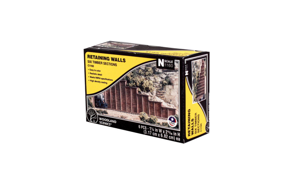 Woodland Scenics N Retaining Wall, Timber (6) - WOOC1160