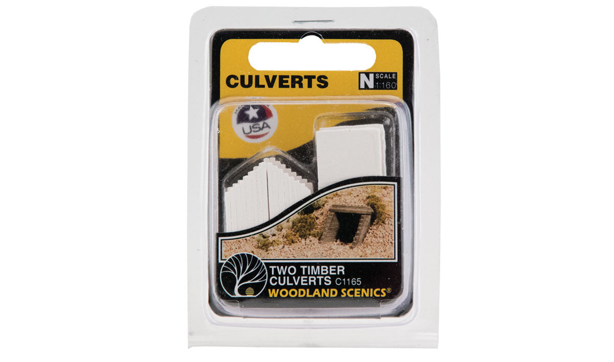 Woodland Scenics Culverts pkg(2) (Unpainted Hydrocal(R) Castings) -- Timber - WOOC1165