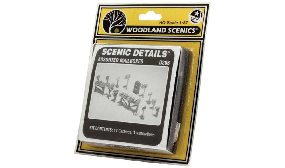 Woodland Scenics HO Assorted Mailboxes - WOOD206