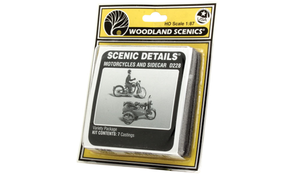 Woodland Scenics HO Motorcycles & Sidecar - WOOD228