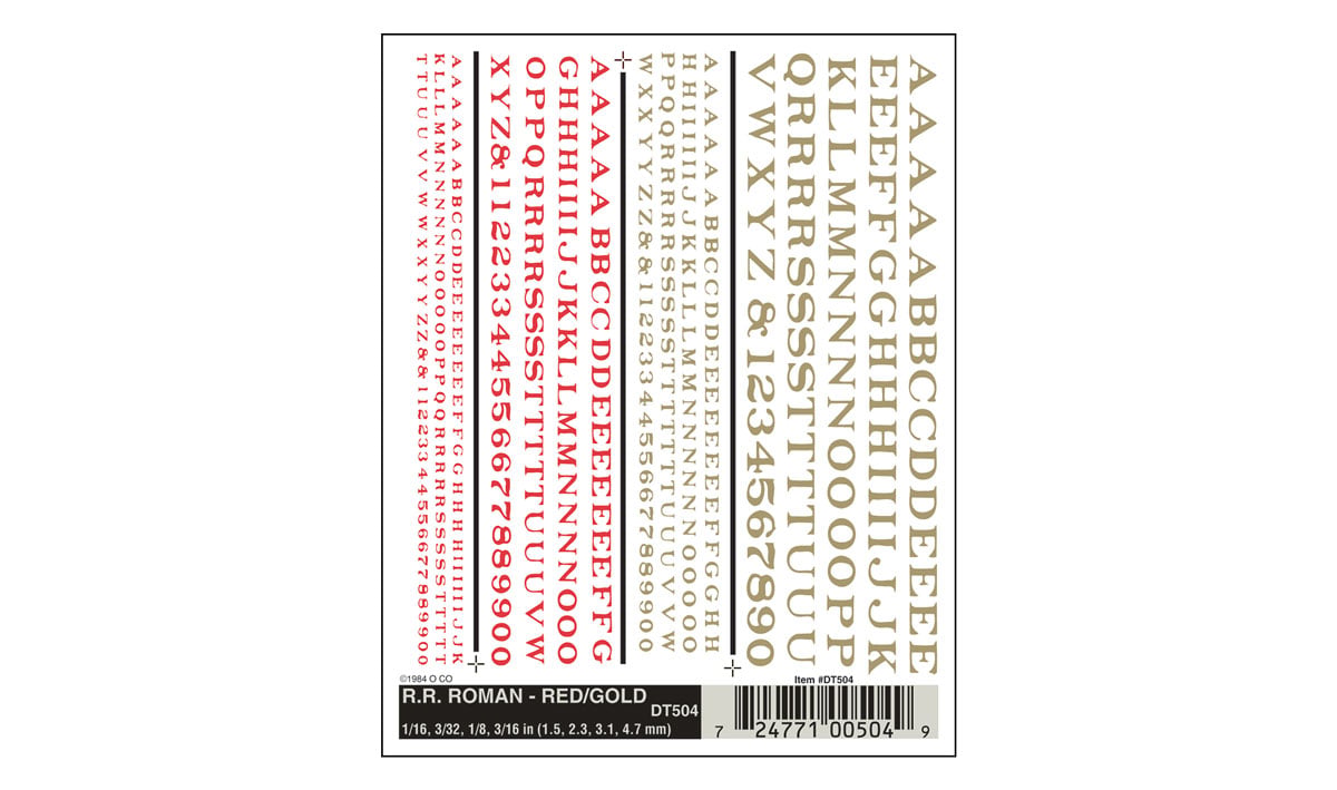 Woodland Scenics Railroad Roman Letters, Red/Yellow - WOODT504