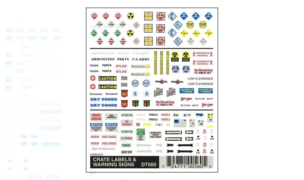 Woodland Scenics Dry Transfer, Crate Labels/Warning Signs - WOODT560