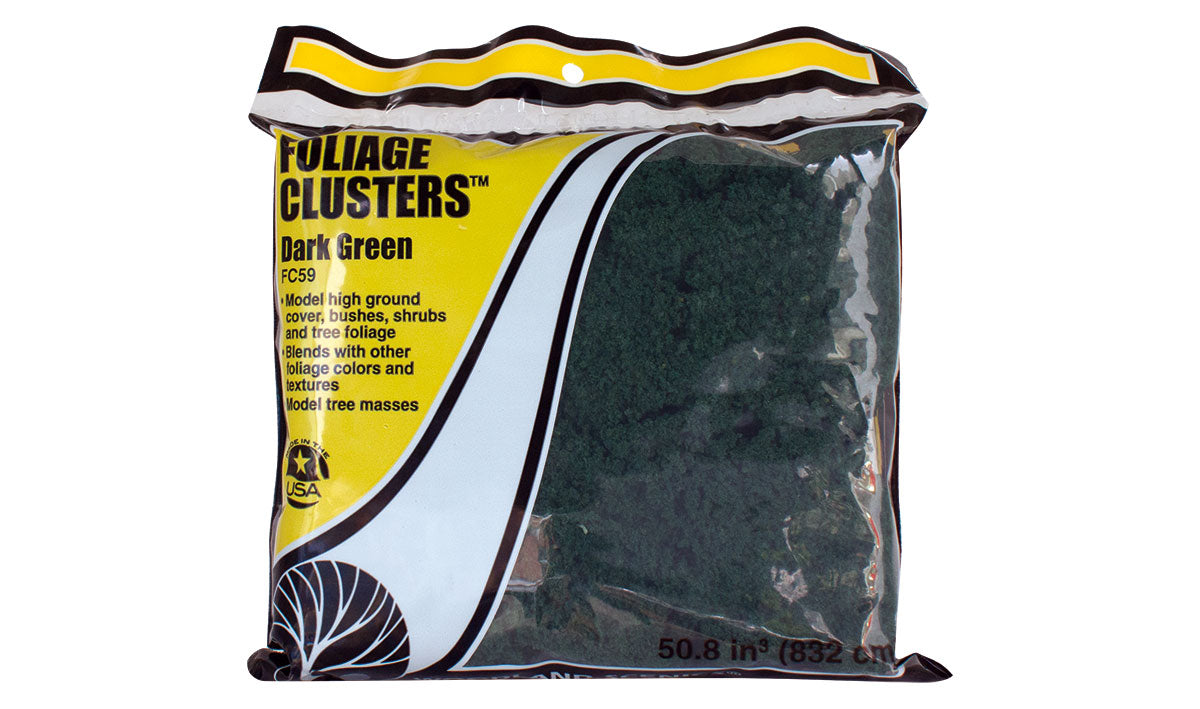 Woodland Scenics Foliage Cluster Bag, Dark Green/45 cu. in. - WOOFC59