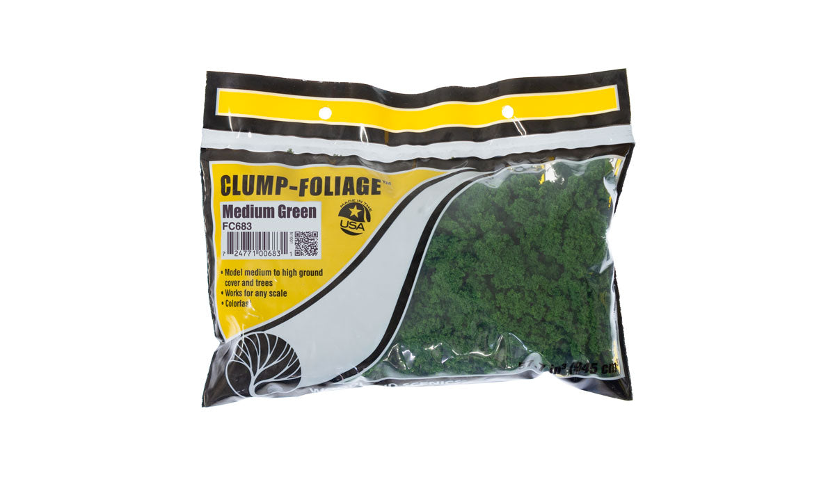 Woodland Scenics Clump-Foliage Bag, Medium Green/55 cu. in. - WOOFC683