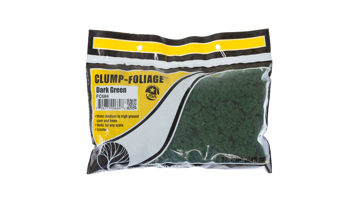 Woodland Scenics Clump-Foliage Bag, Dark Green/55 cu. in. - WOOFC684