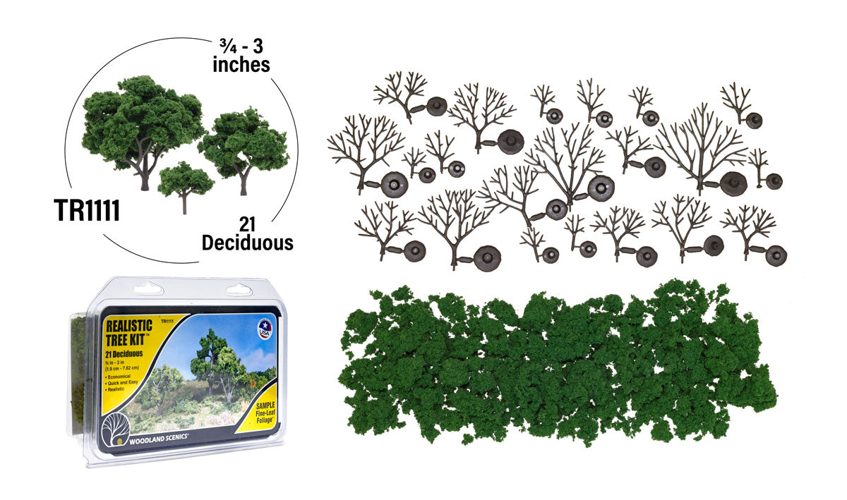 Woodland Scenics Deciduous Tree Kit, 3"-7" (6) - WOOTR1112
