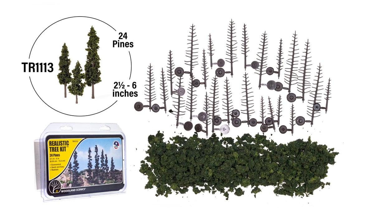 Woodland Scenics Conifer Tree Kit, 2-1/4"-4" (24) - WOOTR1113