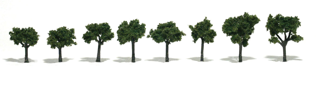 Woodland Scenics Ready-Made Tree, Medium Green .75-1.25" (8) - WOOTR1501