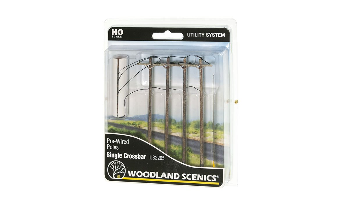 Woodland Scenics HO Wired Poles Single Crossbar - WOOUS2265
