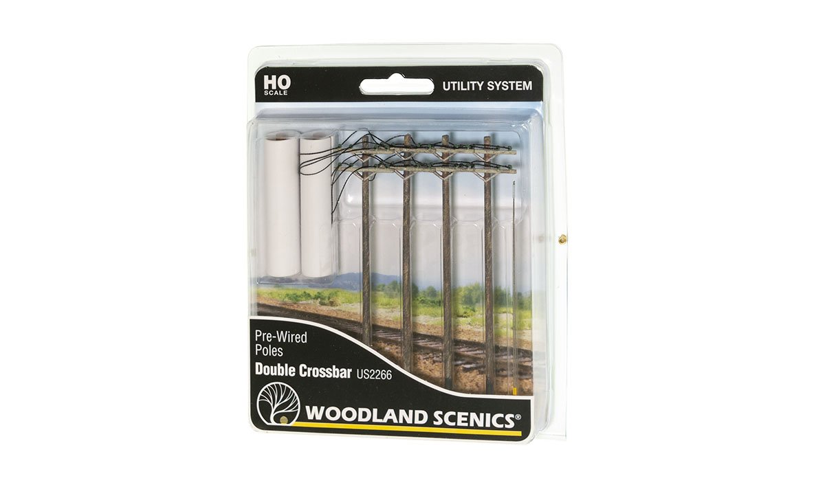Woodland Scenics HO Wired Poles Double Crossbar - WOOUS2266