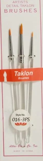 Atlas Brush Company 016-3PS Detail Round Taklon 3-pcs - ABC0163PS