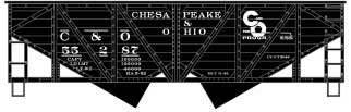 Accurail HO 55-Ton Wood-Side 2-Bay Hopper - Kit -- Chesapeake & Ohio (black, Progress Logo)