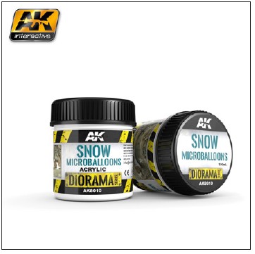 AK Interactive Diorama Series: Snow Microballoons Powder Texture Acrylic 100ml Bottle - AKI8010