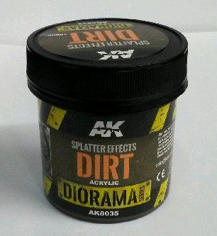 AK Interactive Diorama Series: Splatter Effects Dirt Acrylic 100ml Bottle - AKI8035