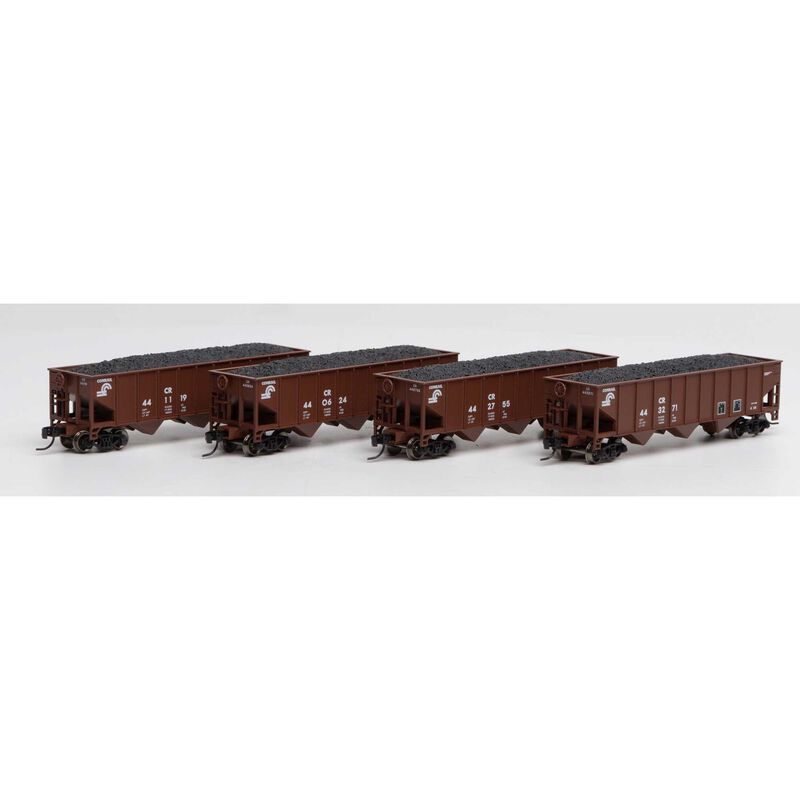 Athearn N 40' 3-Bay Ribbed Hopper w/Load, CR #2 (4) - ATH25563