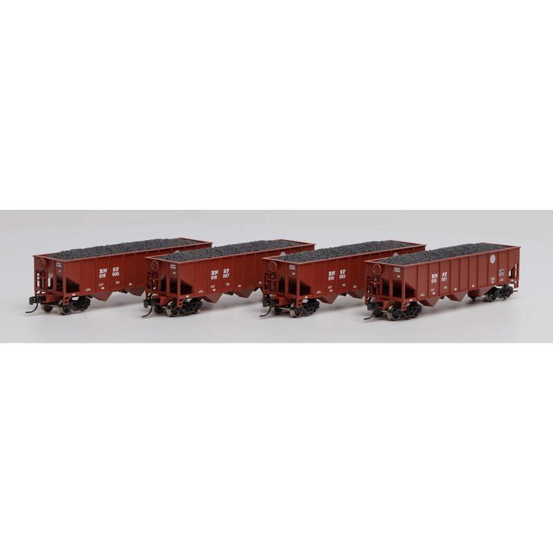 Athearn N 40' 3-Bay Ribbed Hopper w/Load, BNSF #1 (4) - ATH25568