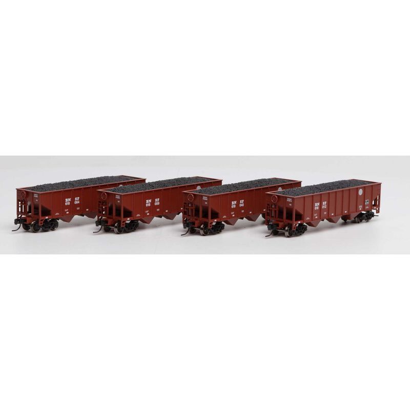 Athearn N 40' 3-Bay Ribbed Hopper w/Load, BNSF #2 (4) - ATH25569