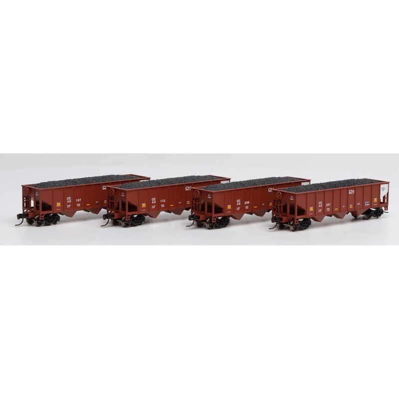 Athearn N 40' 3-Bay Ribbed Hopper w/Load, CC #2 (4) - ATH25578