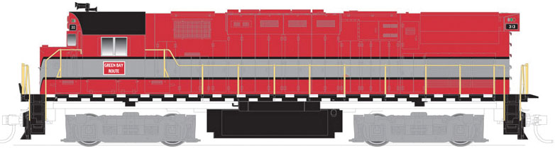 Atlas Alco C424 Phase 2 - Standard DC - Classic Silver -- Green Bay & Western 312 (red, gray, black) - ATL10003273