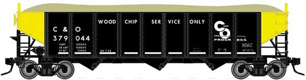 Atlas HO AAR 70T 9-PANEL HOPPER - C&O (WOODCHIP SERVICE) #379044 - ATL20004892