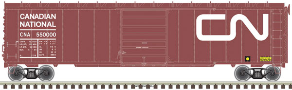 Atlas Postwar 50' Single-Door Boxcar - Ready to Run - Master(R) -- Canadian National 550000 (Boxcar Red, white) - ATL20005862