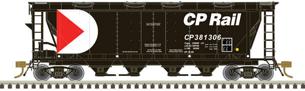 Atlas Slab-Side Covered Hopper - Ready to Run - Master(R) -- Canadian Pacific 381277 (8 Hatch, black, red, white) - ATL20006369