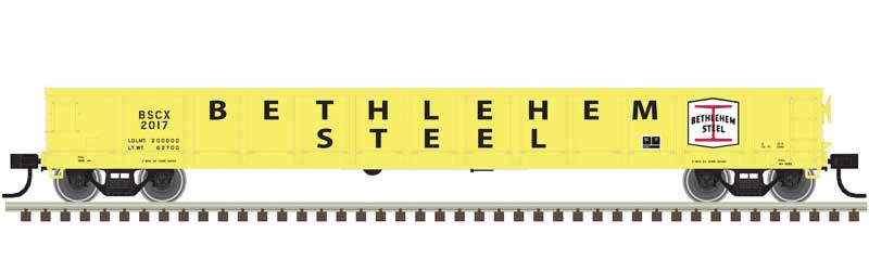 Atlas Evans 52' Gondola - Ready to Run -- Bethlehem Steel 2049 (Fantasy Scheme, yellow, black) - ATL20006869