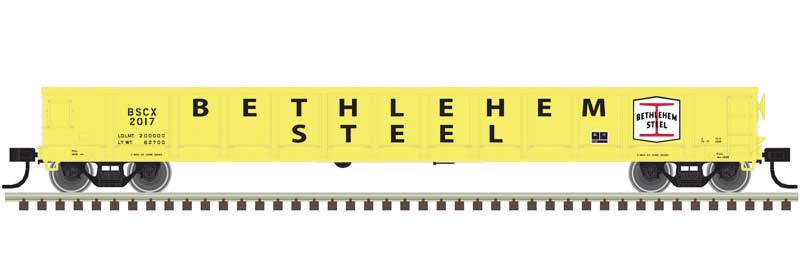 Atlas Evans 52' Gondola - Ready to Run -- Bethlehem Steel 2064 (Fantasy Scheme, yellow, black) - ATL20006870