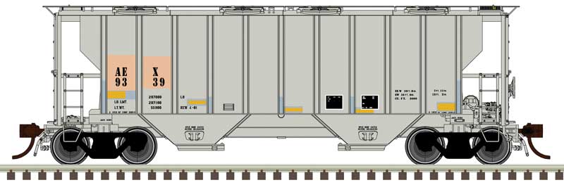Atlas HO Portec 3000 2-Bay Covered Hopper - Ready to Run - Master(R) Plus -- The Andersons Inc. AEX #9352 (gray, black)