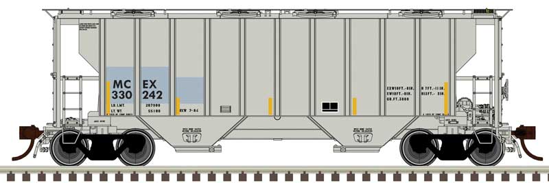 Atlas HO Portec 3000 2-Bay Covered Hopper - Ready to Run - Master(R) Plus -- Midwest Railcar MCEX #330241 (gray, black)