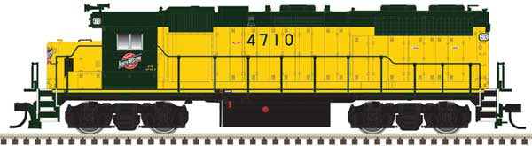 Atlas N GP38 Low Nose w/Dynamic Brakes - LokSound & DCC - Master(R) Gold -- Chicago & North Western #4705 (yellow, green)