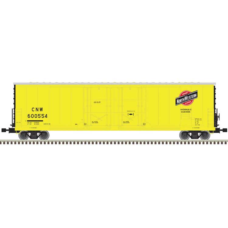 Atlas Evans 53' Double Plug-Door Boxcar - Ready to Run - Master(R) -- Chicago & North Western 600554 (yellow, black) - ATL50005199