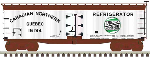 Atlas 40' Wood Reefer - Ready to Run - Master(R) -- Canadian Northern Quebec 16213 (white, Boxcar Red, green) - ATL50005491