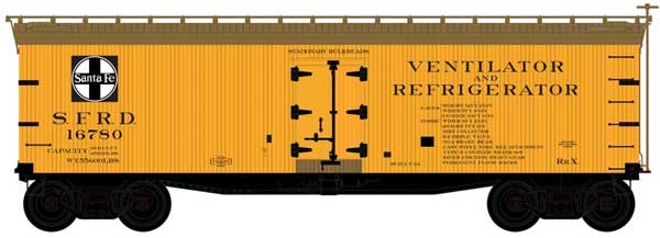 Atlas 40' Wood Reefer - Ready to Run - Master(R) -- Santa Fe 17920 (yellow, Boxcar Red) - ATL50005507