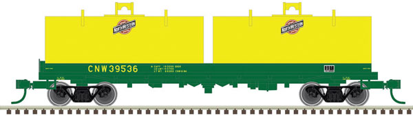 Atlas Cushion Coil Car with Round Hoods - Ready to Run - Master(R) -- Chicago & North Western 39536 (green, yellow) - ATL50005717