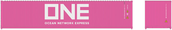 Atlas 40' Standard-Height Container 3-Pack - Assembled -- Ocean Network Express TLLU Set 2 (pink) - ATL50005888