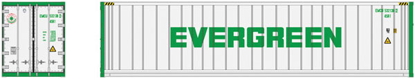 Atlas 40' Reefer Container 3-Pack - Master(R) -- Evergreen EMCU #5321510, 5321551, 5321649 (Set #2; white, green) - ATL50005999