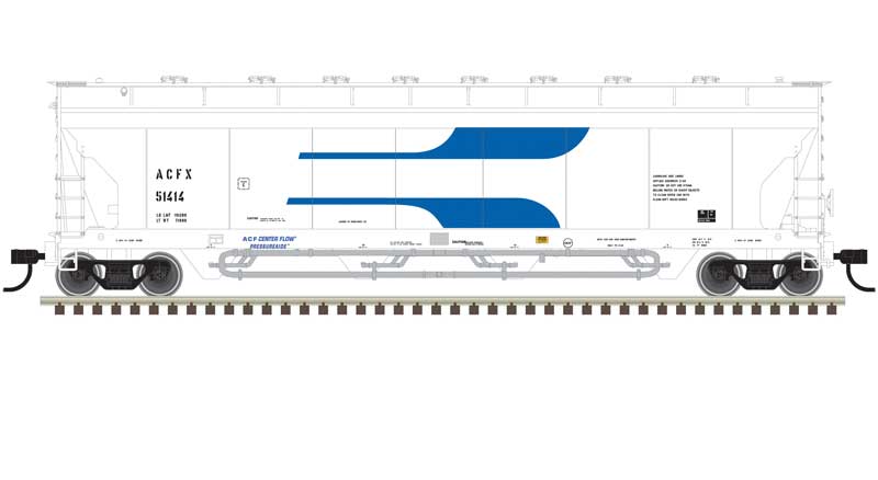 Atlas N Pressureaide Centerflow Covered Hopper - Ready to Run - Master(R) -- ACFX #51414 (Venturi, white, blue)