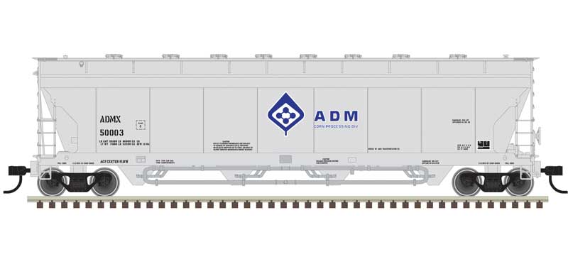 Atlas N Pressureaide Centerflow Covered Hopper - Ready to Run - Master(R) -- ADM #50031 (gray, blue, Molecule)