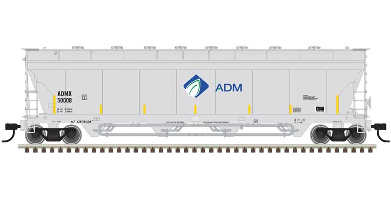 Atlas N Pressureaide Centerflow Covered Hopper - Ready to Run - Master(R) -- ADM #50016 (gray, blue, green, Leaf)