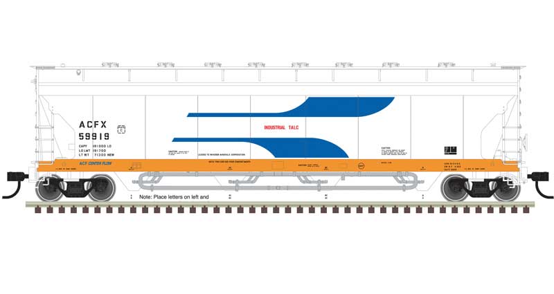 Atlas N Pressureaide Centerflow Covered Hopper - Ready to Run - Master(R) -- ACFX #59914 (Venturi, white, blue, orange Sill)