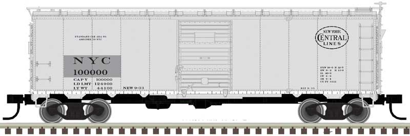 Atlas N 1932 ARA 40' Steel Boxcar - Ready to Run - Master(R) -- New York Central 100000 (gray, black) - ATL50006086